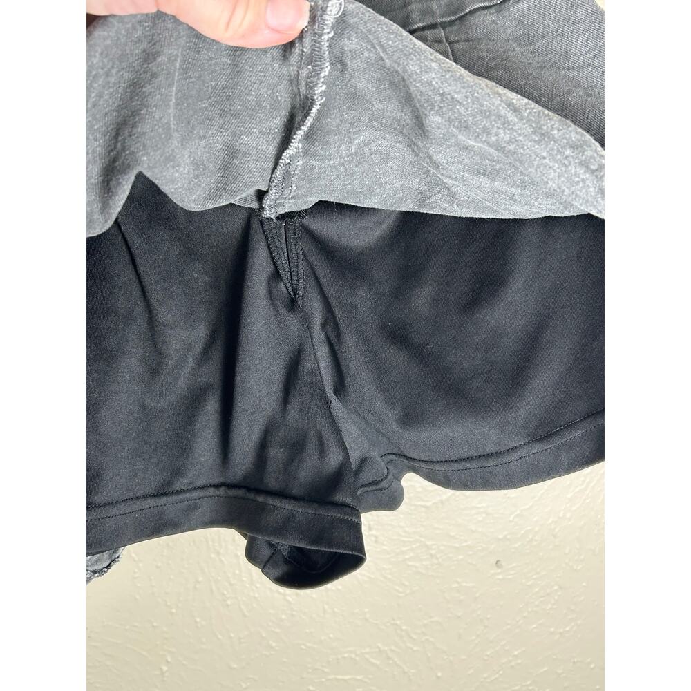 Vintage Y2K Micro Mini Skirt Size Small Skort Black Denim Skater Preppy Grunge - Picture 9 of 10